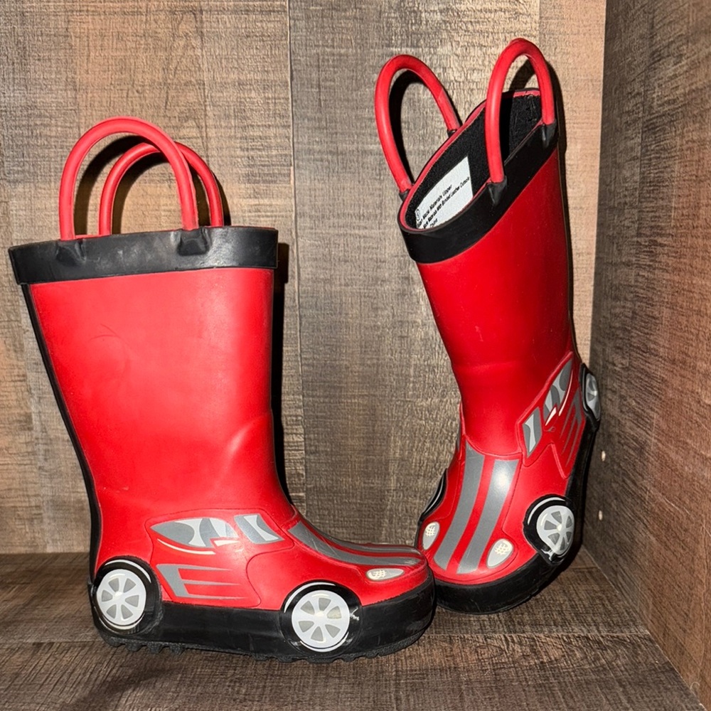 Kids Red Car Design‎ Rain Boots-size 5